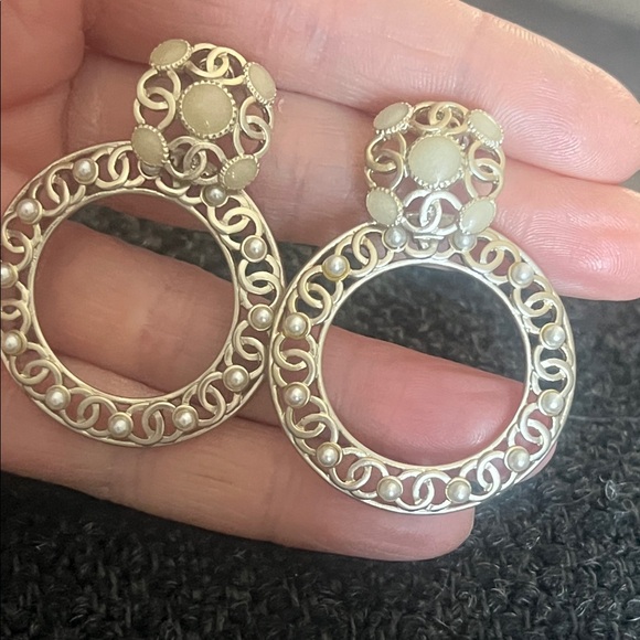 CHANEL Gold and Cream Filigree Earrings - Picture 11 of 15